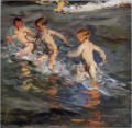 niños en la playa de 1899 Impresionismo infantil